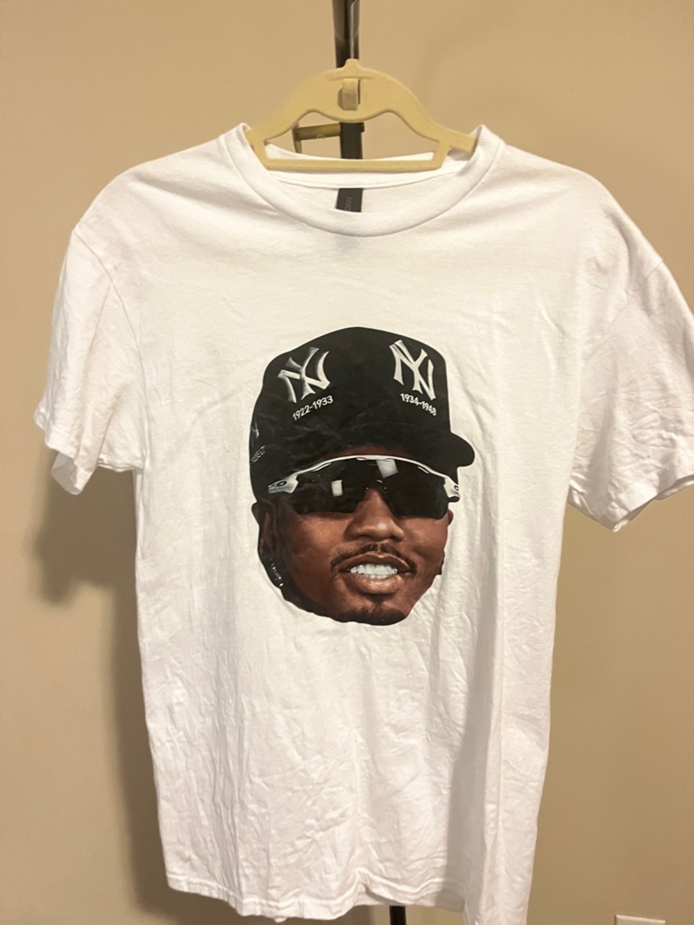 White Graphic  Gervonta Tank Davis Big Face Shirt. Size M